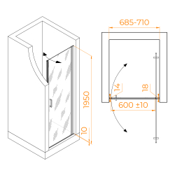Душевая дверь RGW LE-003B (Матовое-Сатинат, 700)