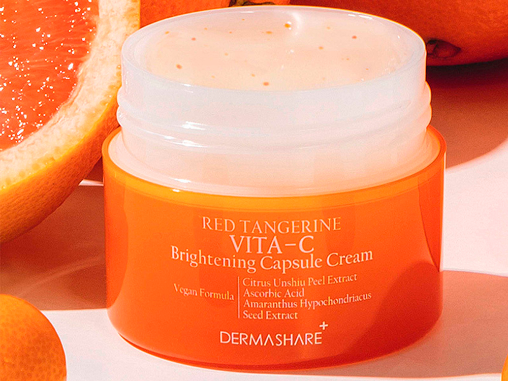 Антиоксидантный крем для выравниваниия тона кожи с витамином С Dermashare Red Tangerine Vita-C Brightening Capsule Cream 50мл