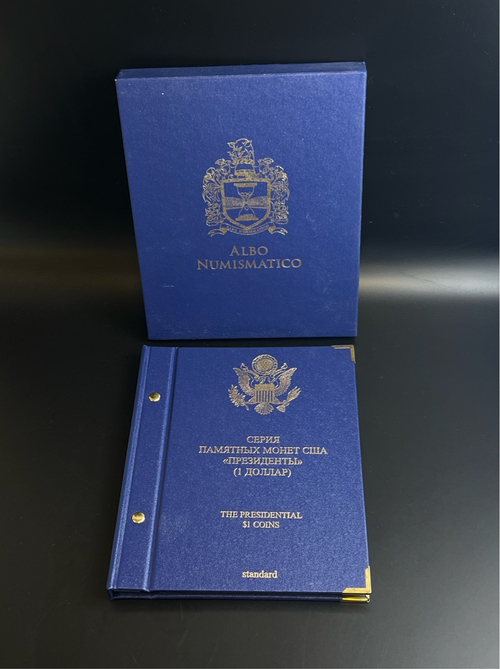 Коллекция монет 1 доллар Президенты США в альбоме с футляром Albo Numismatico. В альбоме 38 юбилейных монет номиналом 1 $ США