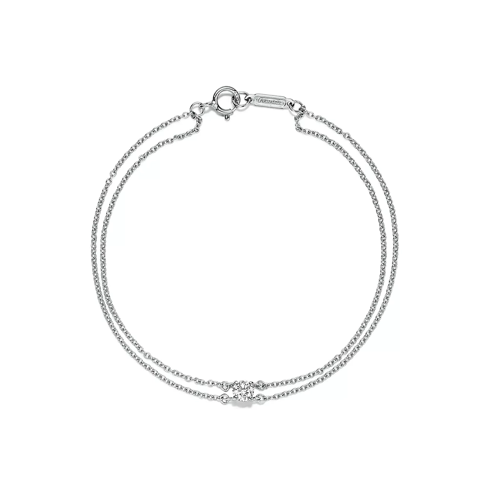 Браслет из платины с бриллиантом 0.17 карат, Tiffany💠Solitaire diamond💎