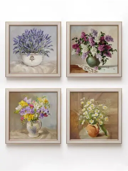 Картины на стену интерьерная на холсте 4 шт, 23*23 см