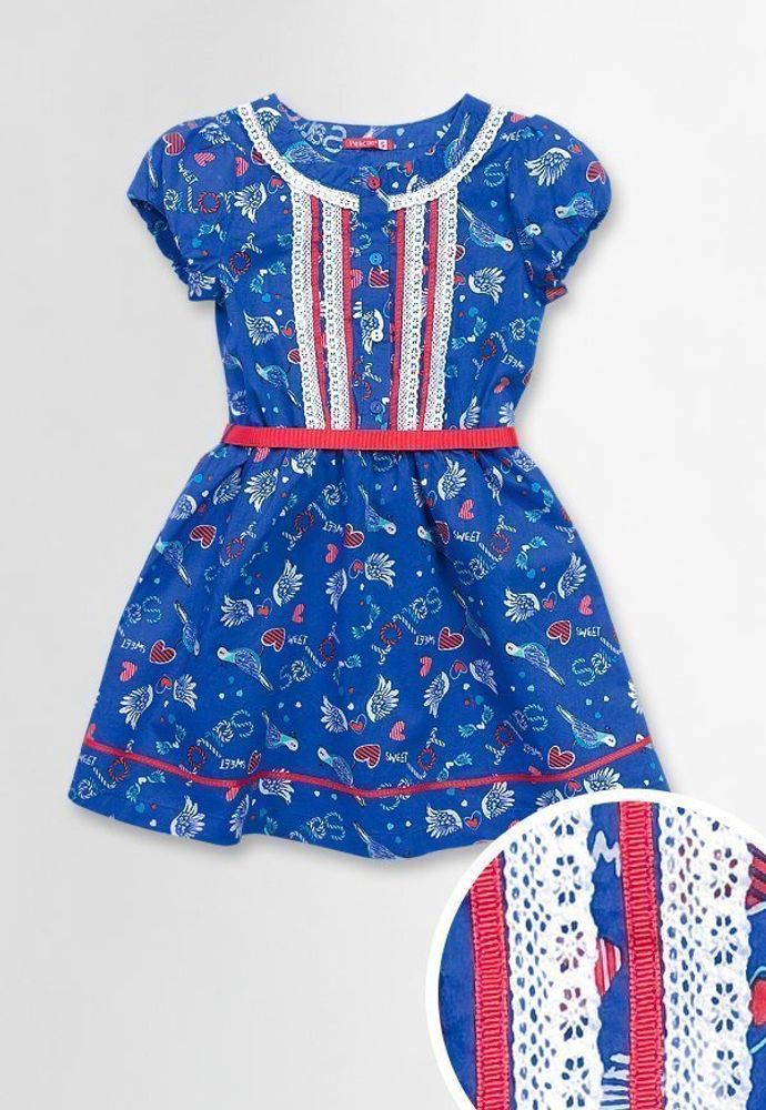 Платье для девочек из ситца синее