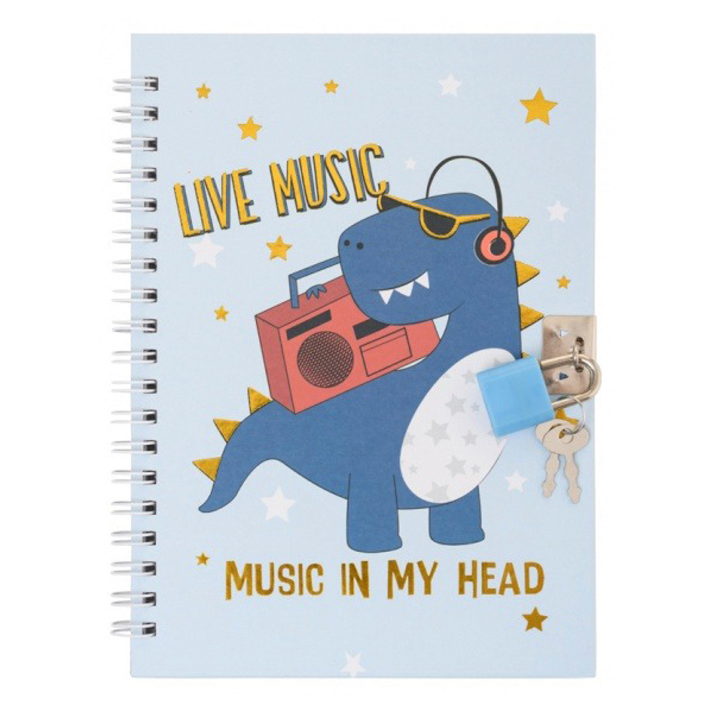 Блокнот детский Basir на замке, формат А6, серия "Дино", переплет 7БЦ, 15*11 см, 48 листов, 4 обложки ассорти