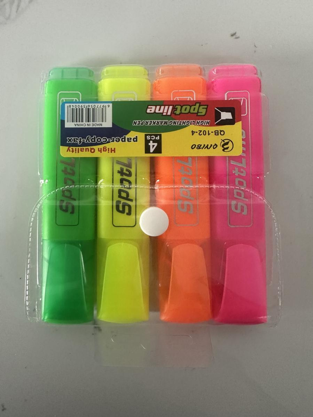 Набор текстовыделителей 4шт, неоновые цвета, в ПВХ