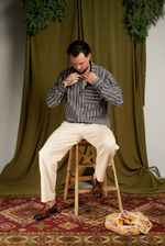 Рубашка "Полосы" серо-бежевая