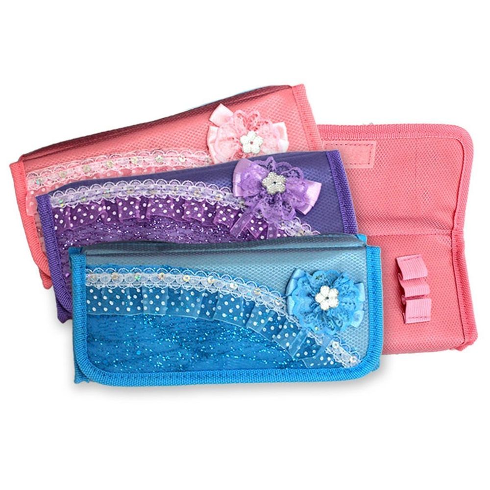 Пенал - косметичка Alingar, ткань, молния, боковой карман, 85 х 200 мм, "Бант с кружевом", микс