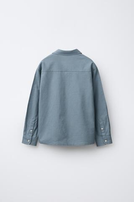 ZARA ОДНОТОННАЯ РУБАШКА ИЗ СМЕСОВОГО ЛЬНА, СИНИЙ