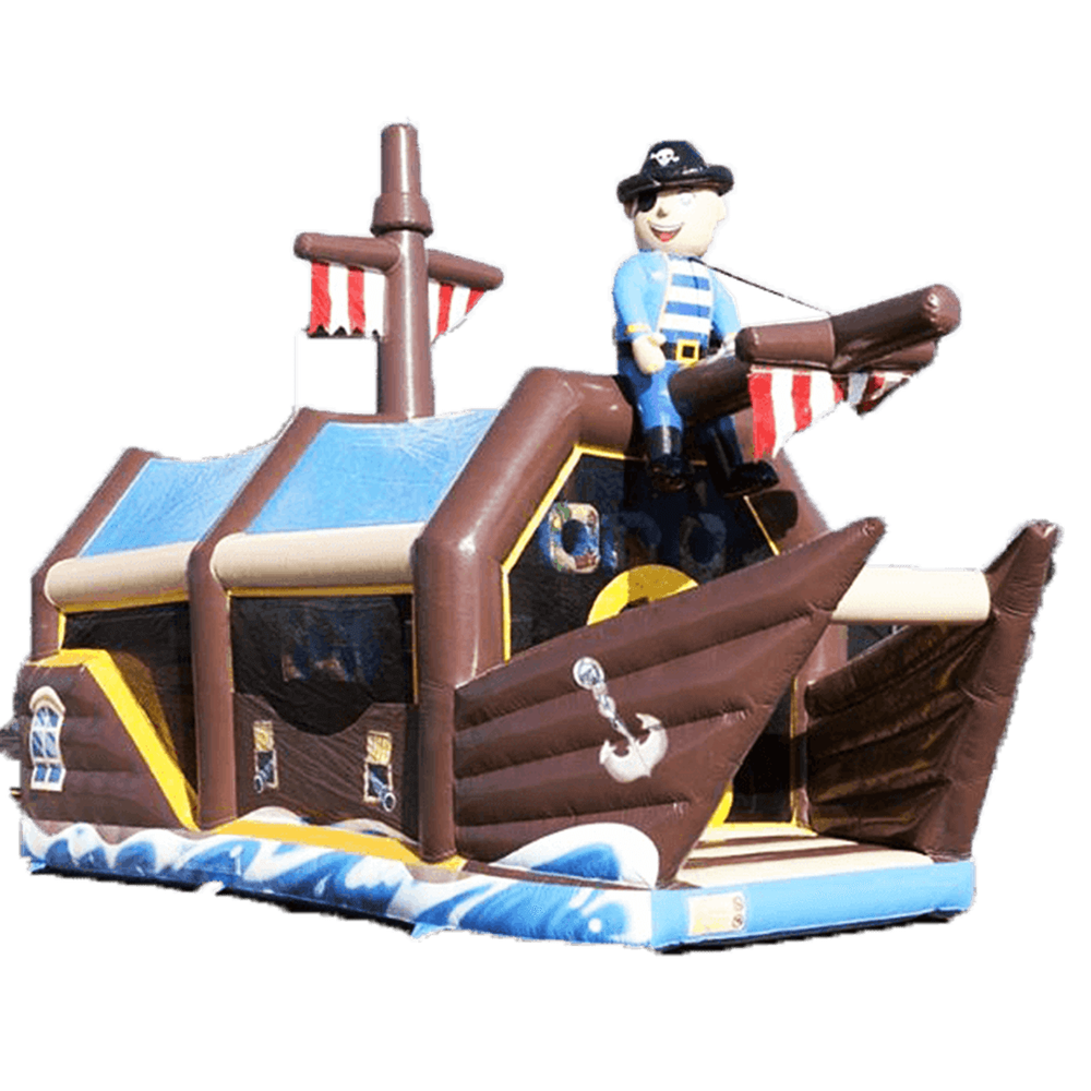 Большой батут-горка "Пиратский корабль 2" с пушками