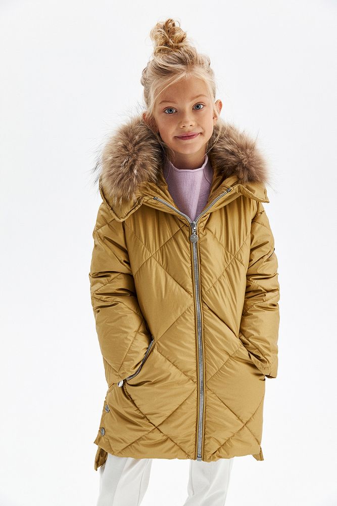 Золотистое стеганое пальто PULKA для девочки