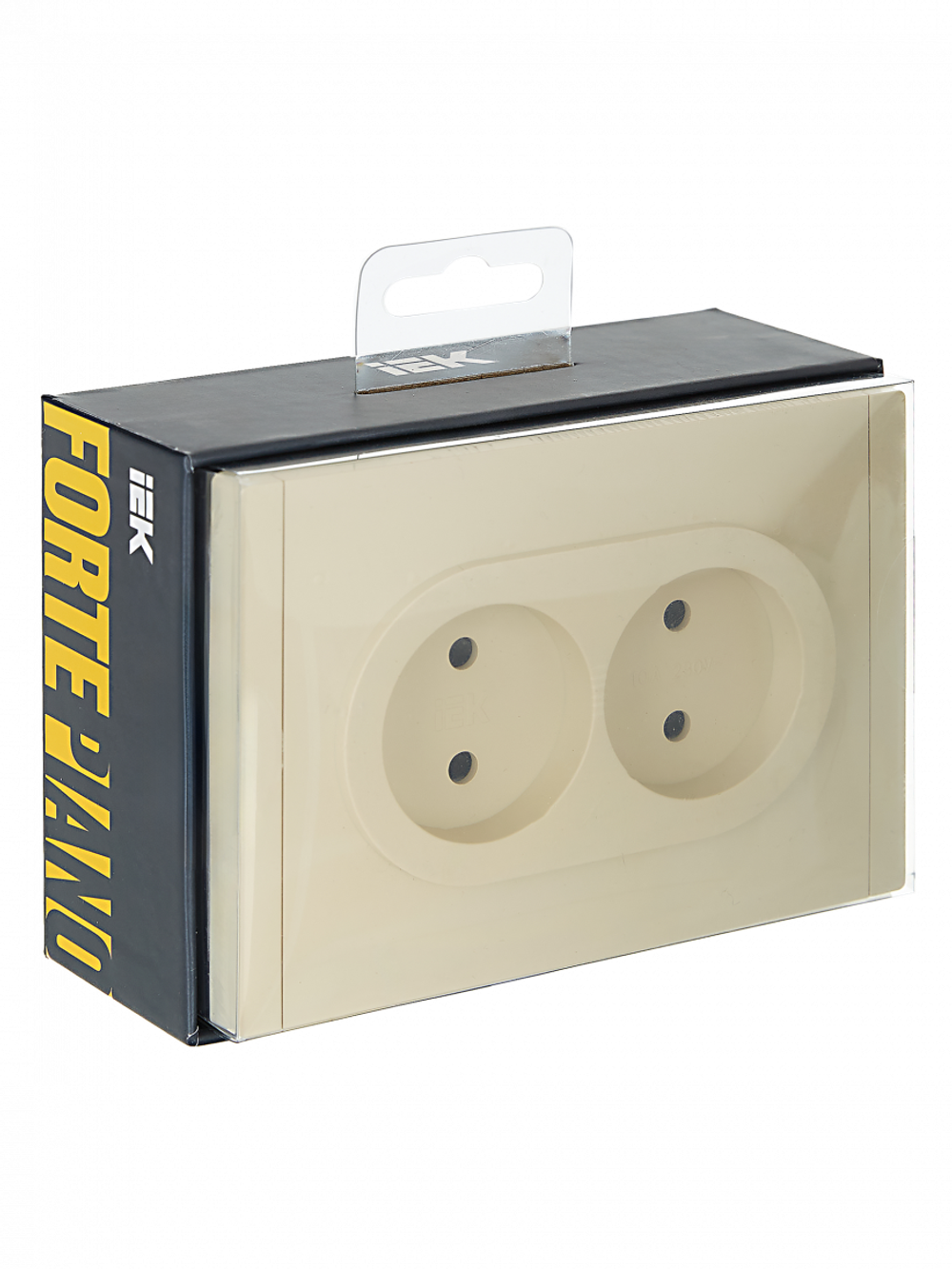 FORTE&PIANO Розетка 2-местная без заземления с защитными шторками безвинтовое крепление 10А FP425 ваниль IEK