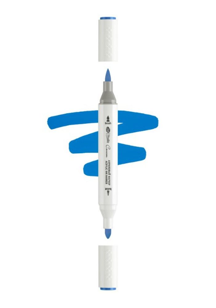 Маркер акриловый 2-х сторонний СОНЕТ кисть/пулевид. синий неаполитанский