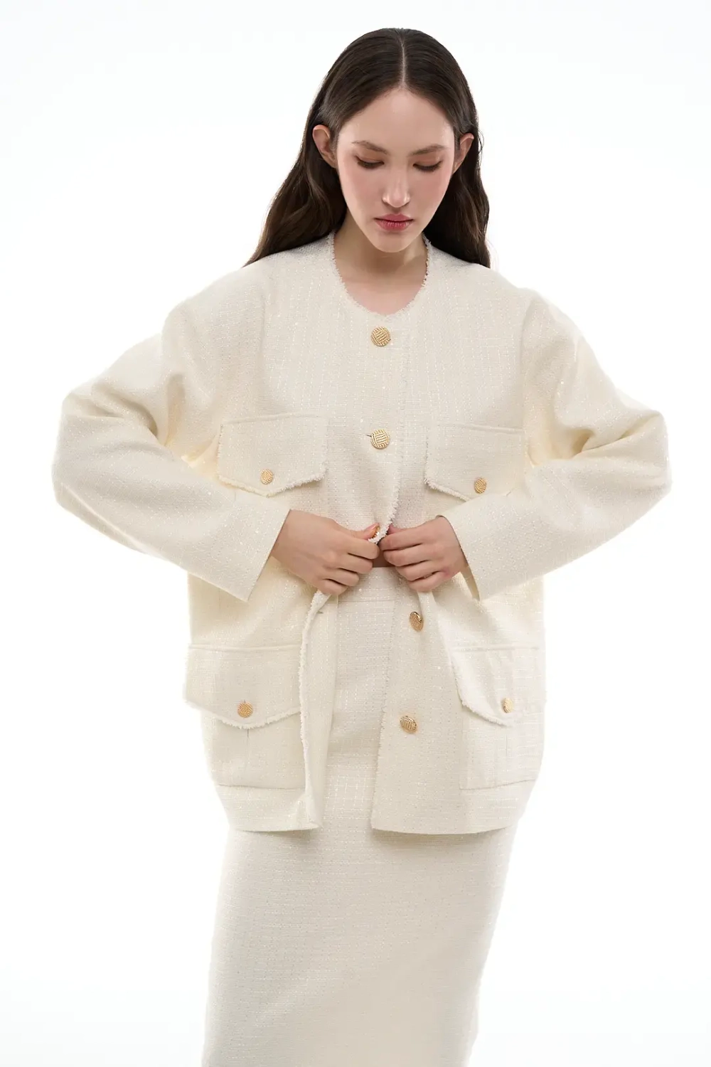 Белая юбка-карандаш миди