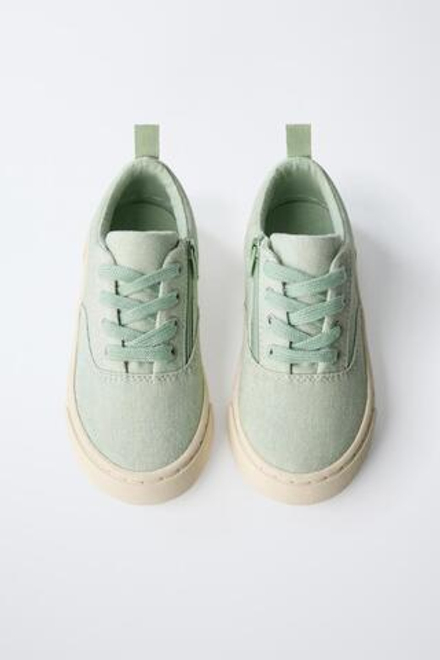 ZARA ХЛОПКОВЫЕ КЕДЫ, ЗЕЛЕНЫЙ