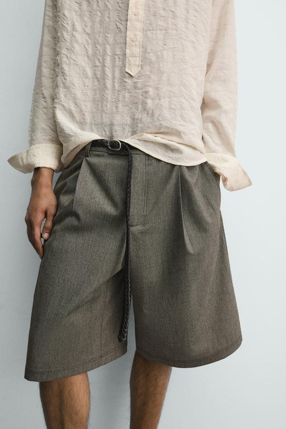 ZARA ШОРТЫ КАРГО RELAXED WIDE FIT, ТЕМНЫЙ РЫЖЕВАТО-КОРИЧНЕВЫЙ