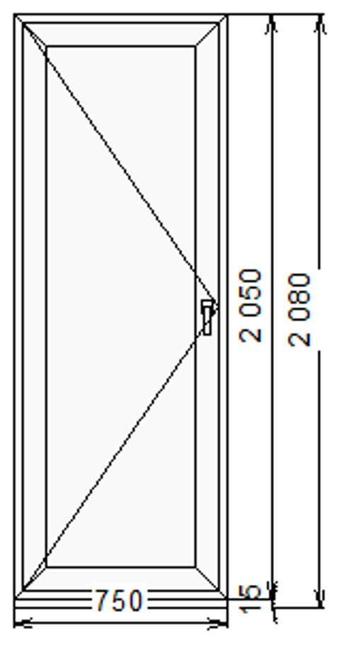 Дверь из ПВХ 2050 х 750