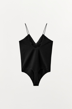 ZARA БОДИ ИЗ МОДАЛА С БРЕТЕЛЯМИ, ЧЕРНЫЙ