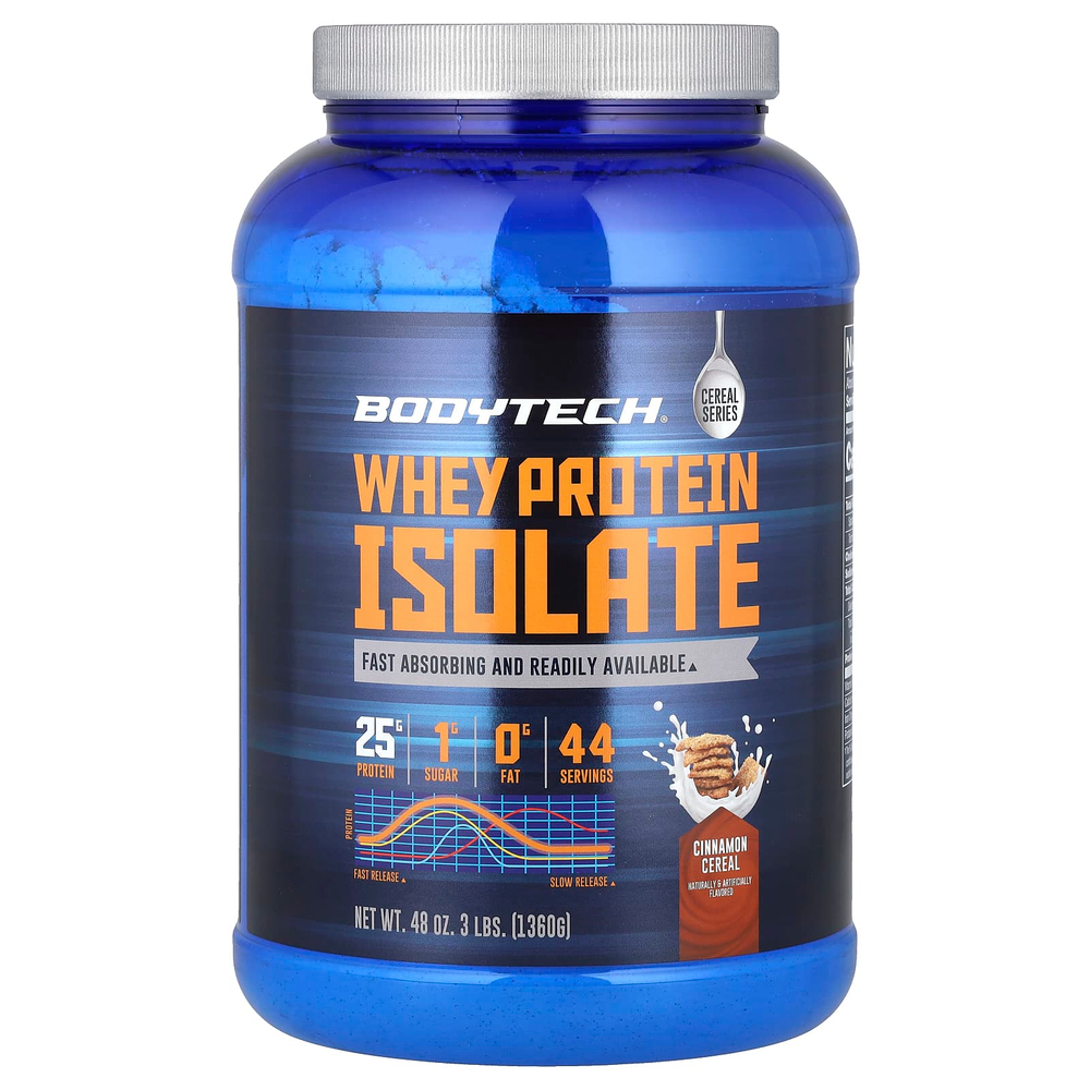 BodyTech, Изолят сывороточного протеина, хлопья с корицей, 1360 г (3 фунта)