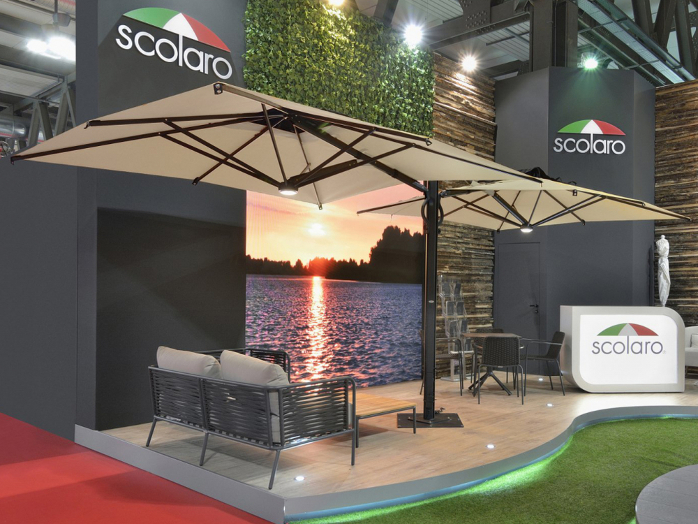 Зонт профессиональный двухкупольный 3.5х7.5 м Scolaro Galaxia Dual T Carbon, антрацит, слоновая кость