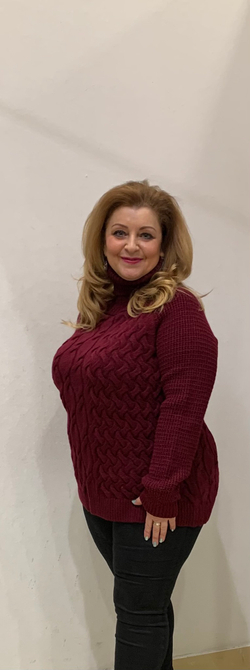 Свитер вишневый шерстяной с воротником водолазка