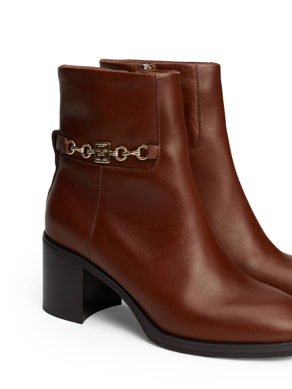 Кожаные ботильоны на каблуке Tommy Hilfiger - коричневый(FW0FW08183)