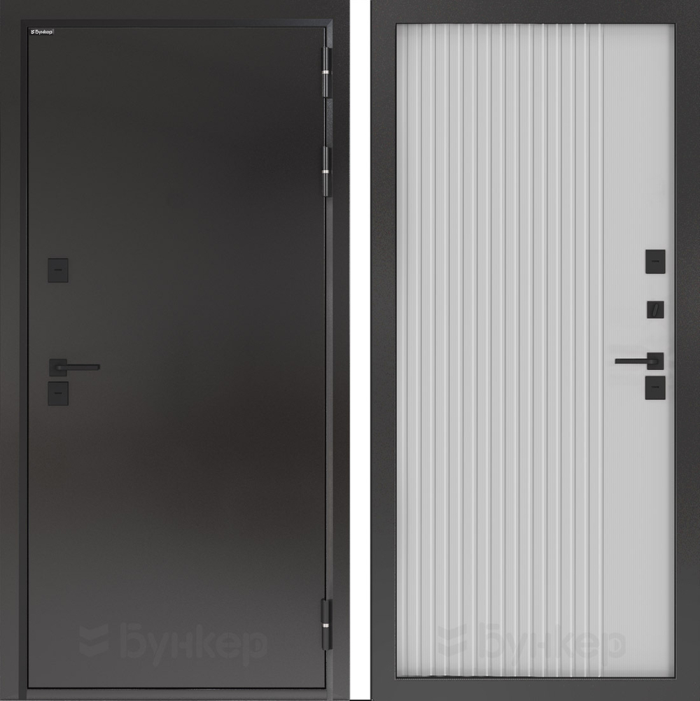 Дверь с терморазрывом Входная Бункер BN-10 Тепло Плюс ХОМС Белый Софт рельеф,