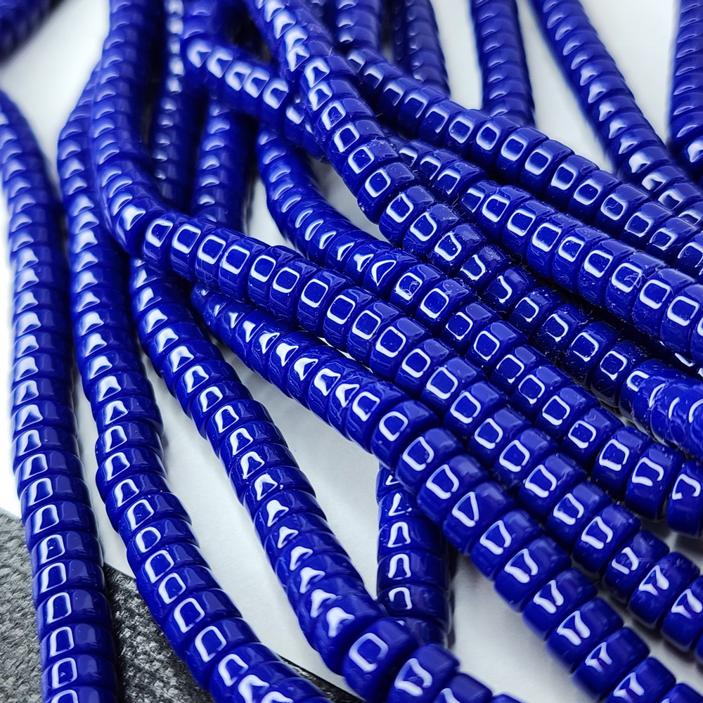 Бусины шайбы, рондель, индиго, лэмпворк, стекло, р-р 6мм, цена за набор 10 шт