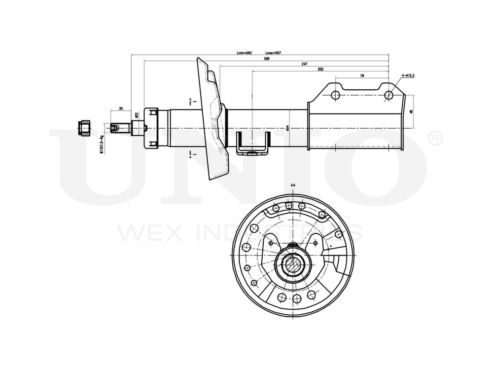 Амортизатор газовый передней подвески правый UNIO SAB-10348