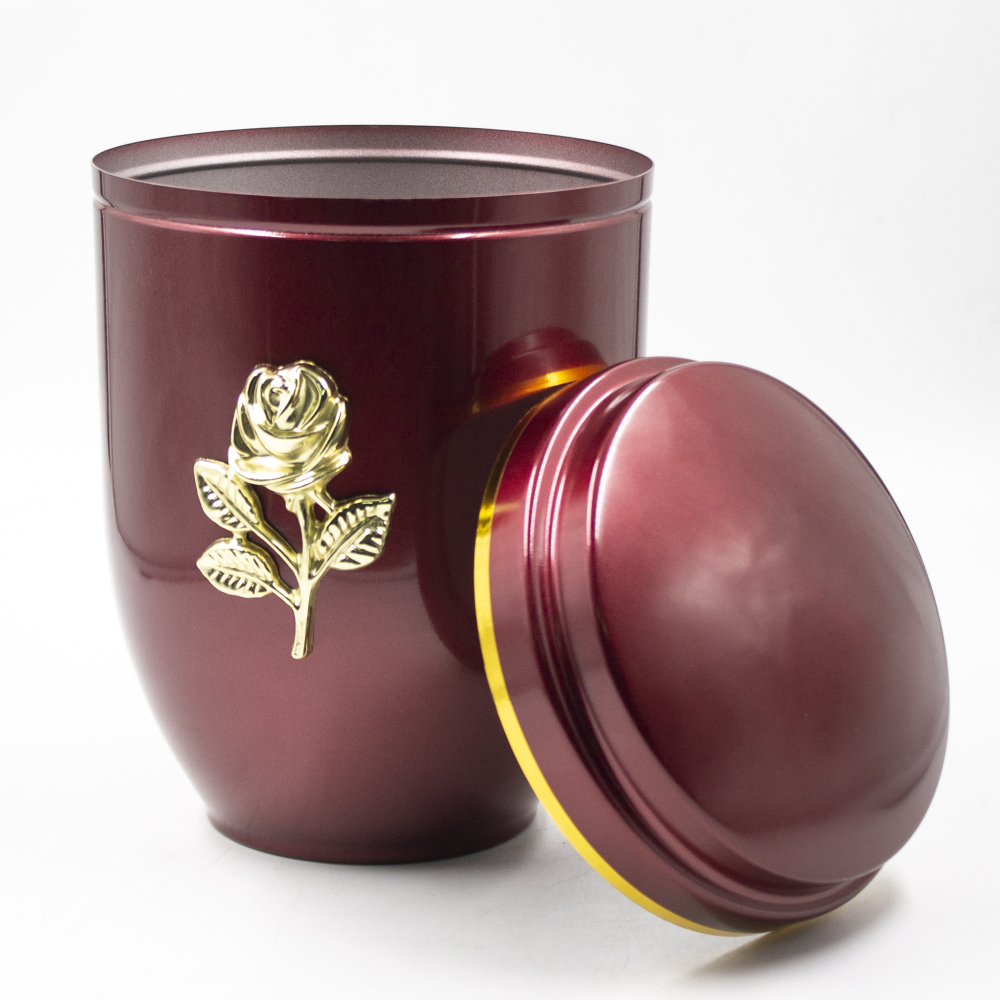 Урна для праха металл темно-красный "Роза"