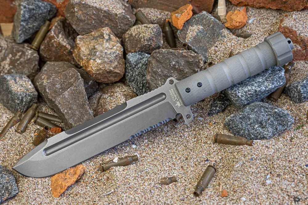 Нож выживания Survivalist Z D2 TacWash Serrated Grey