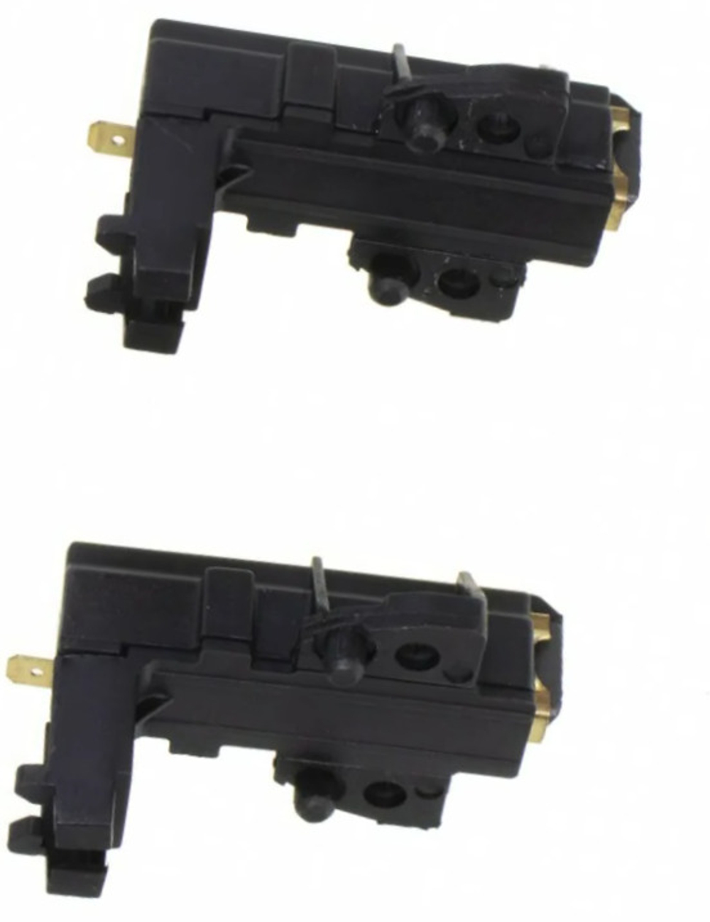 Две щетки двигателя стиральной машины 5x13.5x35 мм в чёрном корпусе КРЕПЛЕНИЕ ПЕРПЕНДИКУЛЯРНО Indesit, LG, Zanussi, Samsung, 5x13.5x35 мм (комплект 2 шт.)