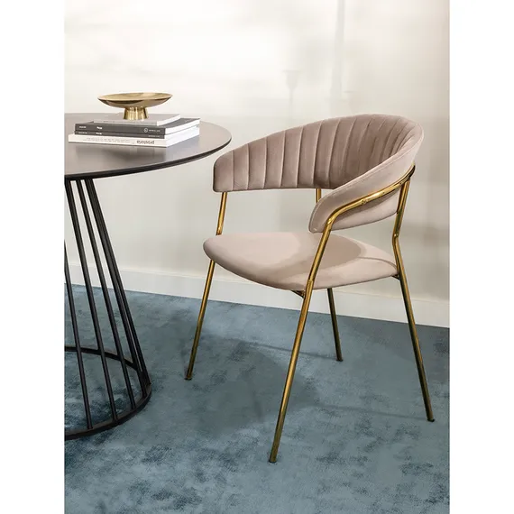 Стул Stefany, серый велюр, золотые ножки