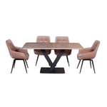 Стол Chester раздвижной  (120+40) дуб эндгрейн, опоры черные