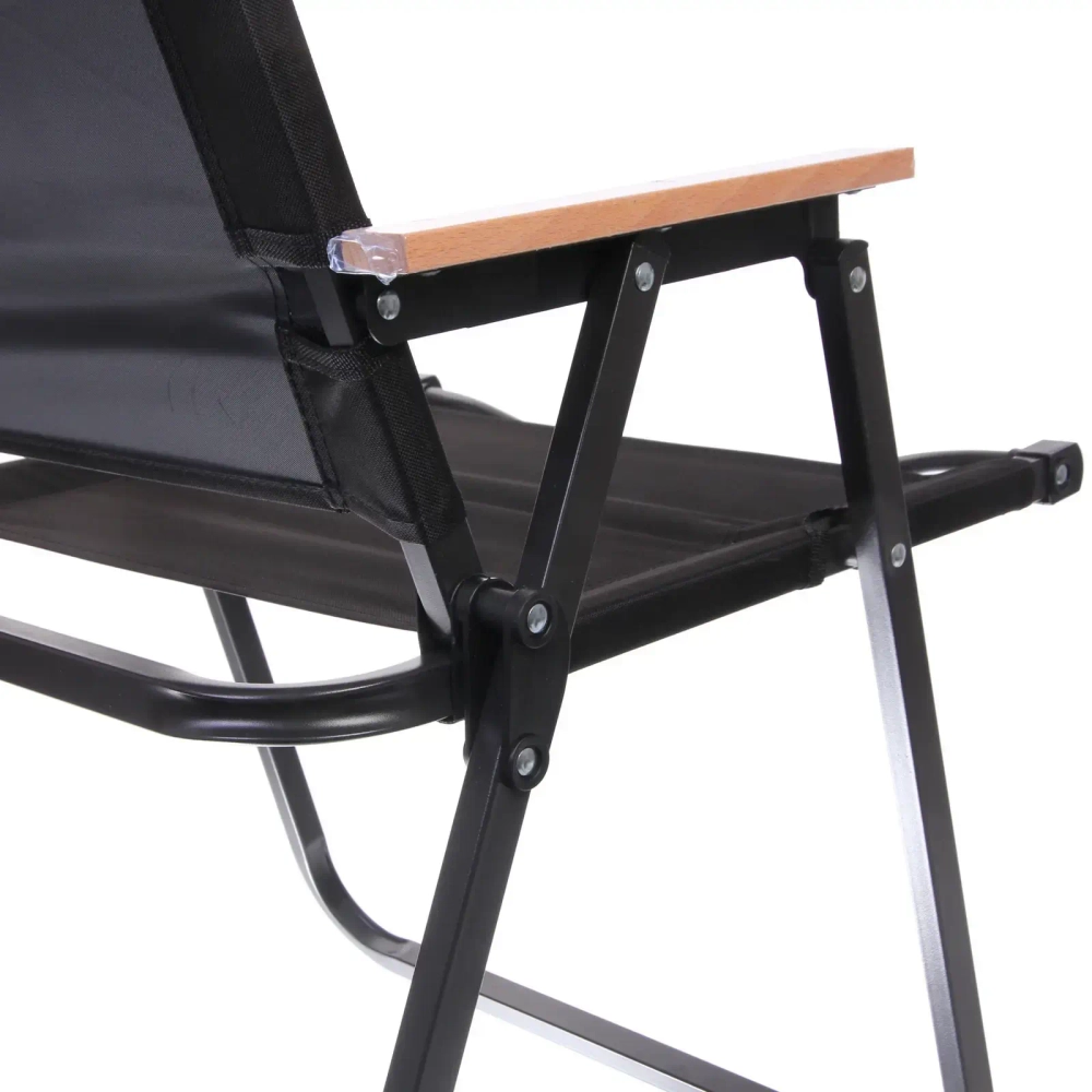 Кресло складное с подлокотниками до 100 кг SJ-0032, 55*53*78 см, цвет: чёрный, ТуристМастер