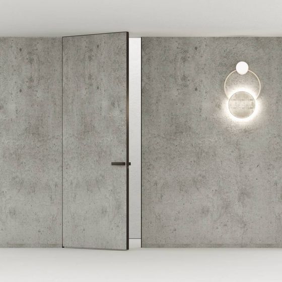 Межкомнатная скрытая дверь Invisible под окраску 0PE с белой матовой кромкой в интерьере