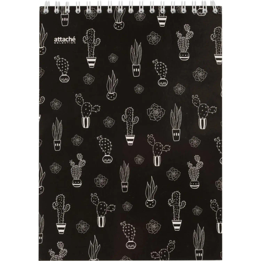 Блокнот А5,80л,кл,греб,карт.обл+УФ-лак Attache Selection LLAMAS черный