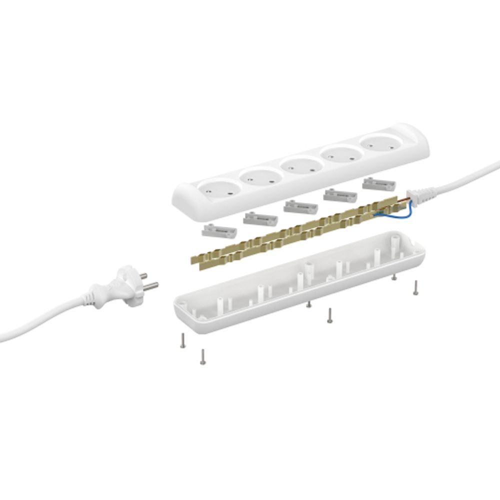 Удлинитель электрический ЭРА U-5-3m-2x1 без заземления 5 розеток 3м ПВС 2x1мм2 10А