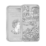 Australia, 1 Dollar 2023 – Chinese Dragon Bullion Bar (6th Portrait of Queen Elizabeth II)