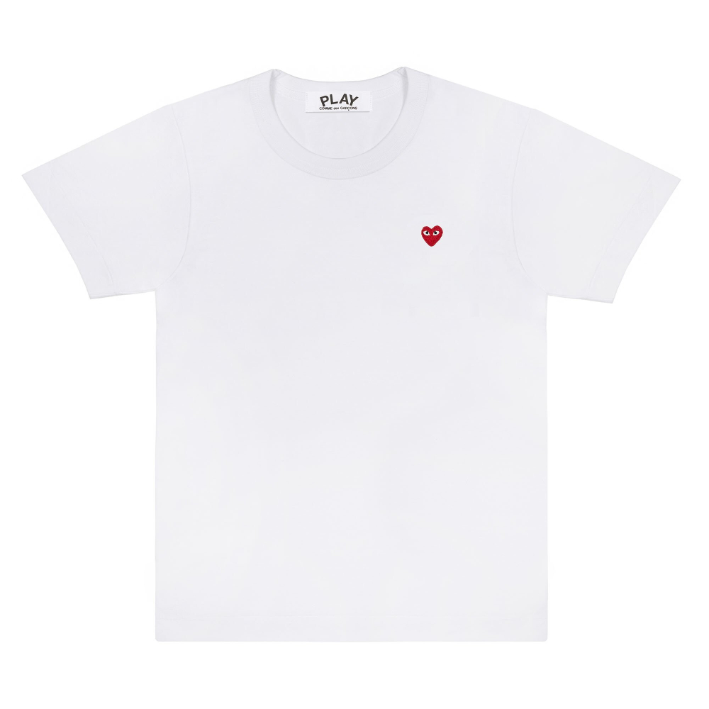 COMME DES GARCONS PLAY ФУТБОЛКА МУЖСКАЯ БЕЛАЯ/КРАСНОЕ МАЛЕНЬКОЕ СЕРДЦЕ