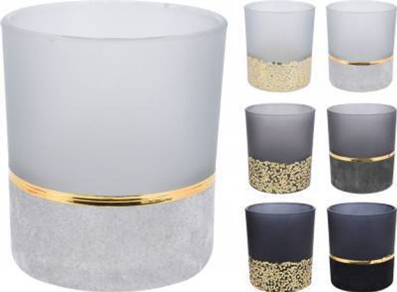 Подсвечник Маренго Клер для чайных свечей 7*7*8 см., серый, блестки, Koopman (ABT612170/6)