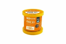 Припой ПОС 61, трубка с канифолью, ГОСТ 21931-76, d1мм, 200г, катушка, серия "Алмаз" TDM SQ1025-0305