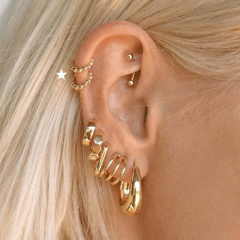 Серьги-кольца Мини Непрерывные Бусины – Серебро