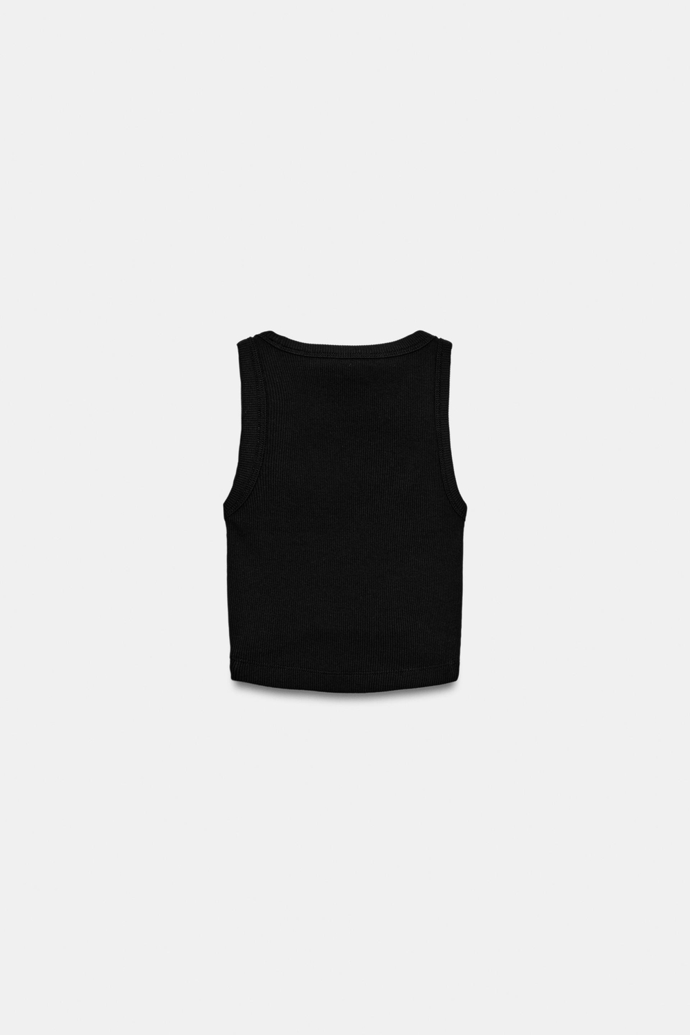 ZARA УКОРОЧЕННЫЙ ТОП В РУБЧИК, ЧЕРНЫЙ