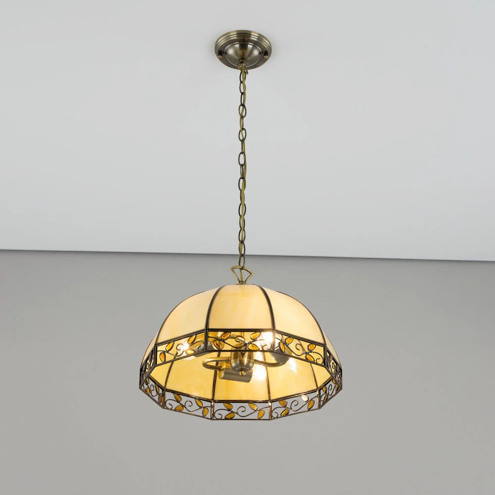 Citilux Шербург-2 CL440231 Люстра витражная подвесная Бронза