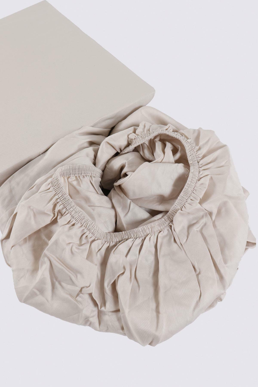 Сатиновая простынь на резинке EcoCotton 160х200 | бежевая