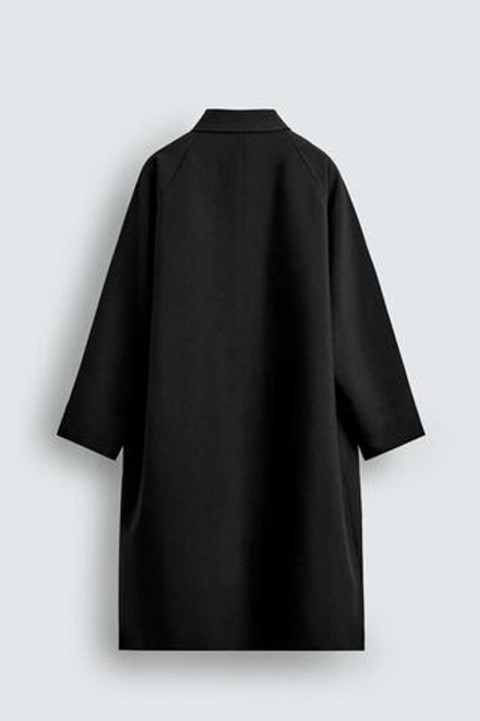 ZARA ТРЕНЧ ОВЕРСАЙЗ С ШЕРСТЬЮ, ЧЕРНЫЙ