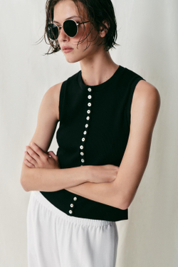 ZARA ТОП НА ПУГОВИЦАХ, ЧЕРНЫЙ