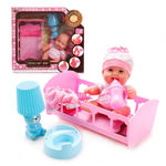 Пупс 30см в кроватке, звук, пьет, писает, с аксесс. 6 предм., коробка 6625-4B