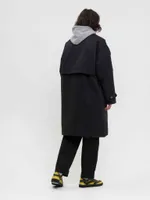 Плащ FOS Утепленный Средней длины Мужской Черный