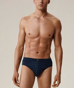 Мужские трусы (3шт) слипы классика Atlantic 3MP-205, хлопок, океан + темно-синий + коричневый