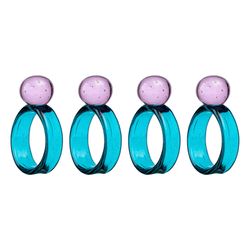 Набор из 4 колец для салфеток Orb, Ø4 см, бирюзовые/розовые